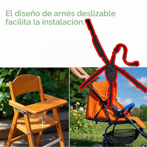 Vista 5 de Cinturón de seguridad de 5 puntos para silla alta, almohadillas de hombro con cojín de entrepierna para cinturón de seguridad, kit de cinturón