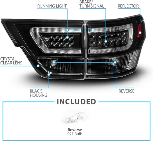 Vista 4 de AmeriLite Juego de luces traseras de repuesto para Jeep Grand Cherokee WK2 2011-2013, color negro, lado del pasajero y del conductor