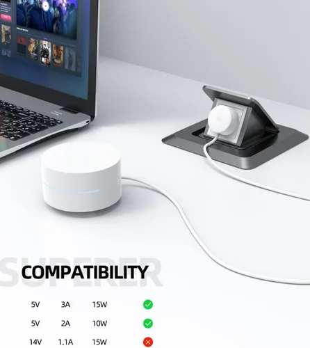 Vista 2 de Cargador de CA apto para AMVR MetaOculus Quest 1, Quest 2 y AMVR Base de carga mejorada para MetaOculus Quest 2 (2 en 1) Cable adaptador de fuente