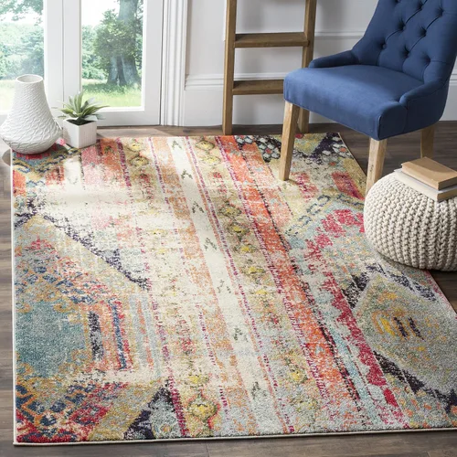 Vista 12 de SAFAVIEH Colección Monaco - Alfombra de área de 8 x 11 pies, Multicolor, diseño tribal bohemio chic envejecido, no desprende pelusa y de fácil