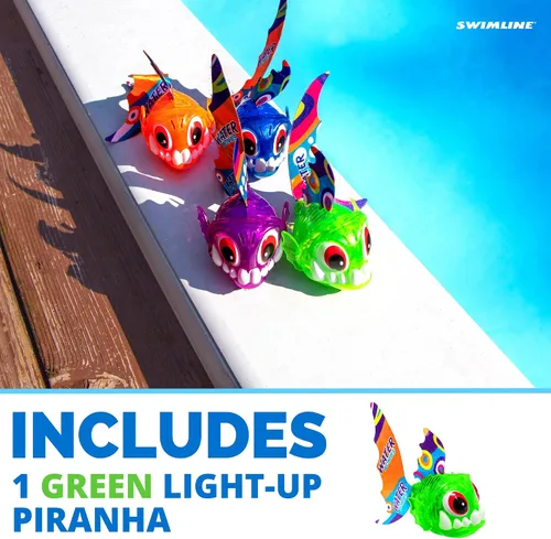 Vista 4 de Swimline Paquete de 1 juguete de buceo original con luz LED brillante de animales marinos, piraña para atrapar el pez, juego de recuperación