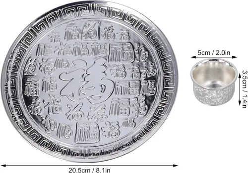 Vista 4 de Juego de tetera y taza para uno, juegos de té de aleación de zinc para adultos con tetera y bandeja, juego de tetera vintage plateada, regalo