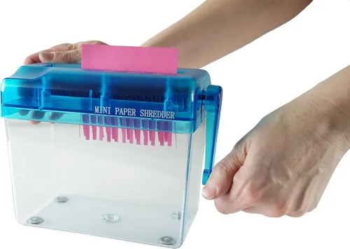Vista 2 de HOME-X Trituradora de documentos de papel de manivela, suministros de oficina y enseñanza