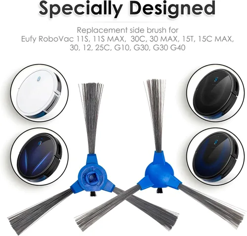 Vista 5 de Paquete de 10 cepillos laterales de repuesto compatibles con eufy RoboVac 11S, 15T, 30, 30C, 35C 15C, 12, 25C, 35C, 11S Max, 15C Max, 25C Max, 30C