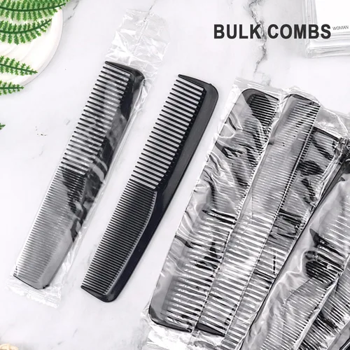 Vista 9 de Paquete de 30 peines negros a granel, peine de bolsillo para cabello de doble diente de 7 pulgadas, envueltos individualmente, peines a granel