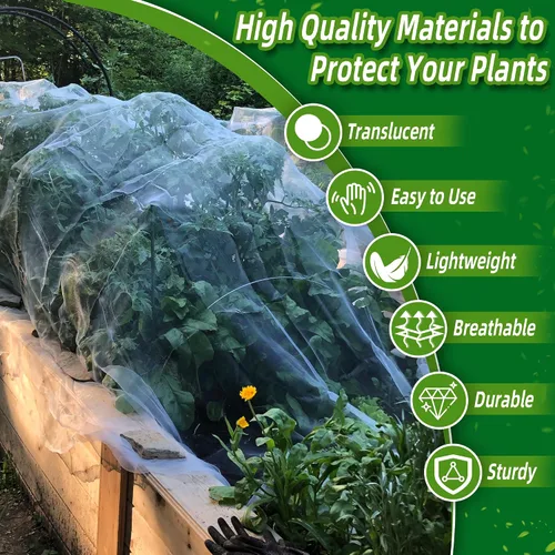 Vista 2 de Red de jardín – Barrera ultra fina de 10 x 10 pies para verduras, plantas, frutas, flores y cultivos, cubierta de hilera de invernadero, cama