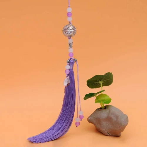Vista 6 de Mo Dao Zu Shi - Colgante largo de borla Chen Qing Ling Cosplay Prop llavero de campana colgante de cintura adorno anime accesorios (negro)