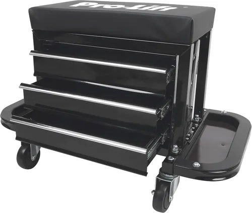 Vista 8 de Pro-Lift Mecánico - Asiento de rodillo con caja de herramientas, taburete de 3 cajones con cojín de asiento acolchado para enredadera de garaje
