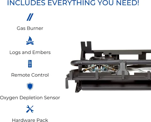 Vista 5 de Duluth Forge DLS-30R-2 Juego de troncos de chimenea sin ventilación de combustible dual con control remoto, uso con gas natural o propano líquido