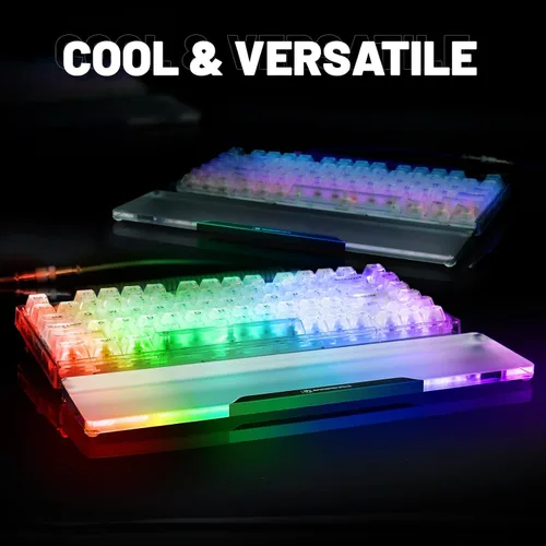 Vista 7 de Reposamuñecas de Acrílico para Teclado - Negro, Reposamuñecas Ergonómico de 68 Teclas para Teclado de Computadora Compacto-negro