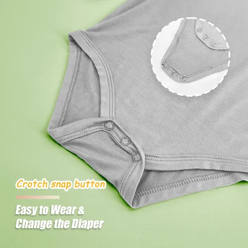 Vista 29 de Jimonda Body de rayón de bambú de manga corta para bebés, niños y niñas, trajes suaves para recién nacidos