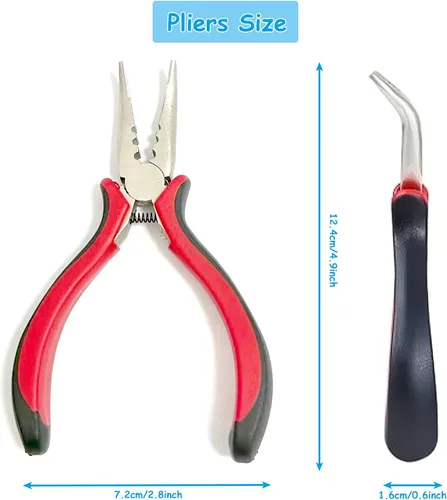 Vista 3 de Luwigs Alicates de extensión de cabello con 3 agujeros, mini alicates para abrecuentos de extensión de cabello con micro nano anillo y herramienta