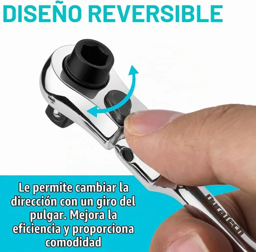 Vista 4 de DURATECH Mango de trinquete de 1/4", cabezal flexible 2 en 1