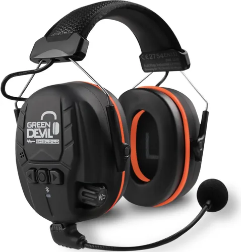 Vista 6 de GREEN DEVIL Auriculares Electrónicos Bluetooth de Protección Auditiva con Micrófonos de Brazo Articulado, Orejeras con Cancelación de Ruido de 27dB