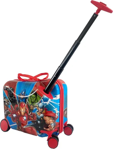 Vista 4 de Fast Forward Marvel Heroes Ride on Suitcase for Kids, 18'' Suitcase with Seat for Kids, Cute Lightweight Kids Travel Suitcase Trolley