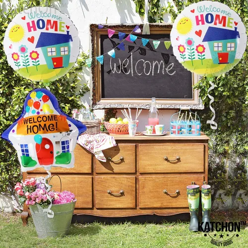 Vista 7 de KatchOn, Globos grandes de bienvenida para el hogar, paquete de 3, globos en forma de casa, decoraciones de bienvenida para el hogar, globos