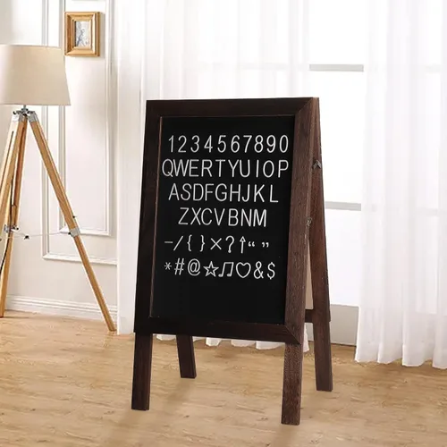 Vista 7 de AIWFL Tablero de letras de fieltro de doble cara de 36 x 20 pulgadas con números de letras intercambiables, tablero de menú de madera grande