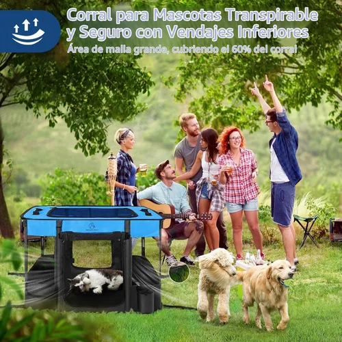 Vista 3 de Corralito para perros, corralito para mascotas, corralito plegable para cachorros y gatos, jaula de camping portátil para ejercicio, cubierta