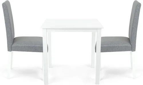 Vista 7 de Mesa de cocina cuadrada de comedor con diseño contemporáneo de madera maciza en acabado blanco