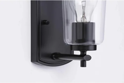 Vista 2 de Progress Lighting Adley Collection - Lámpara de tocador de baño tradicional de cristal transparente, color negro mate