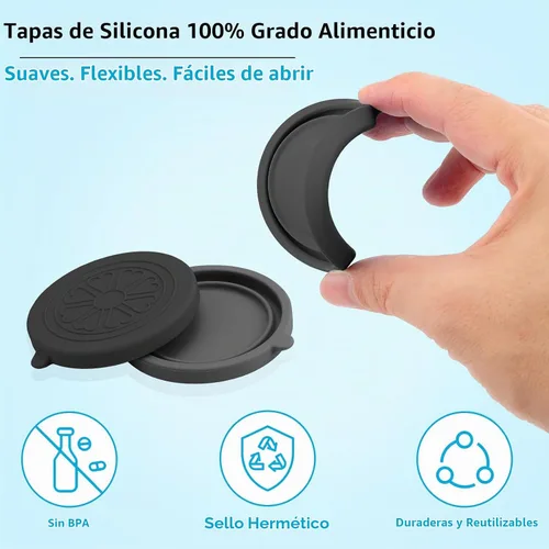 Vista 2 de Oui - Tapas de silicona para tarros de yogurt, cubiertas para tarros de vidrio de yogur Oui de 5 onzas, perfectas para botellas de yogur Oui