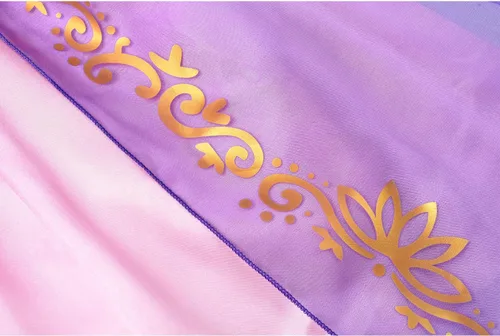 Vista 6 de Aoiviss Disfraz de Rapunzel para niñas, ropa de vestir de princesa, para cumpleaños, Halloween, cosplay, color morado