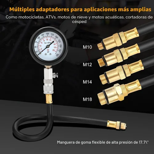Vista 5 de BETOOLL HW0130 8pcs Kit de comprobador de compresión de cilindro de motor de gasolina medidor de herramienta automotriz
