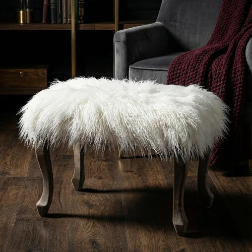 Vista 4 de Cortesi Home Harlow Bench Ottoman, 26 pulgadas, color blanco