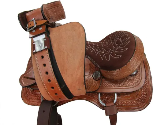 Vista 8 de Jóvenes Western Saddle Niños Trail Placer Caballo Barril Racing Herramientas Tack Set 10 12 13