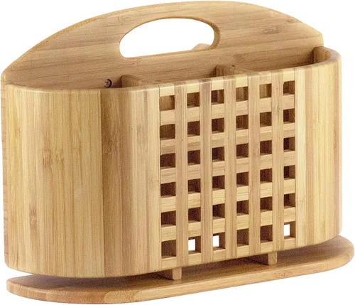 Vista 4 de Secaplatos plegable, capacidad para máximo almacenaje, hermoso y duradero, de bambú, extragrande, 19x 18 x 10 pulgadas, de Totally Bamboo