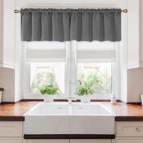 Vista 129 de Deconovo Cortinas opacas, aislamiento térmico, dobladillo para barra, reducción de ruido, certificado Oeko-TEX, cortinas de oscurecimiento