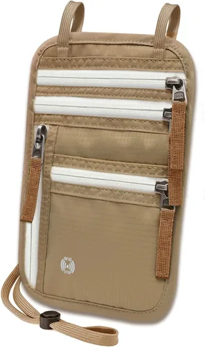 Vista 15 de Sizobi Cartera de cuello para mujeres y hombres, con bloqueo RFID para Negro