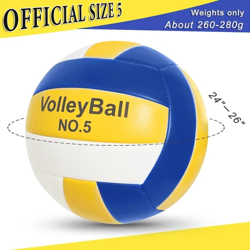 Vista 2 de Balón de voleibol de playa suave, tamaño oficial 5, piel sintética, para interiores y exteriores, para jugar en la playa, juegos, gimnasio