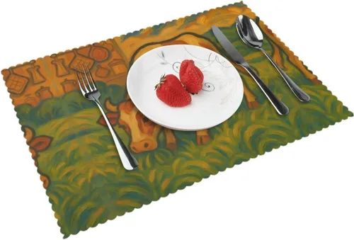 Vista 17 de Rectangular Placemats Set of 4, Heat Resistant Candy Castle Printed Kitchen Dining Table Mats