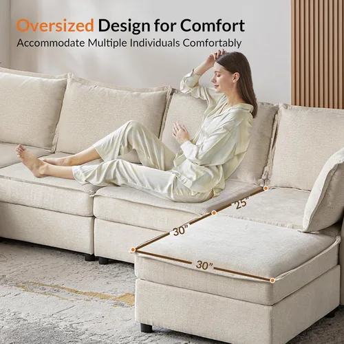 Vista 3 de HULALA HOME Sofá seccional modular, sofá grande en forma de U de 8 asientos con otomano de almacenamiento, sofá cómodo de chenilla con asiento