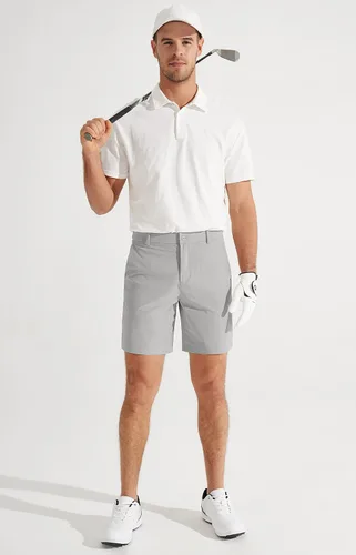 Vista 5 de Libin Pantalones cortos de golf para hombre de 7 pulgadas y 9 pulgadas, pantalones cortos de vestir de trabajo, pantalones cortos híbridos casuales