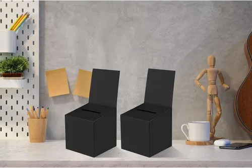 Vista 6 de 24 paquetes de cajas de sorteo, caja de votación, caja de sugerencias con ranura, 15.24 x 15.24 x 15.24 cm, cajas de cartón para sorteos con ranura