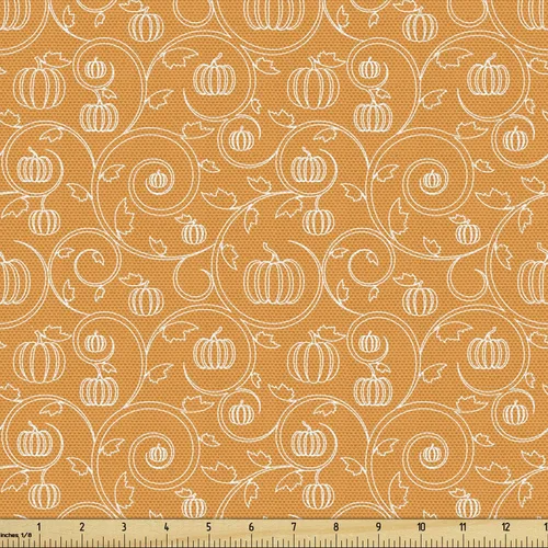 Vista 126 de Ambesonne The Yard, tela de calavera colorida con temática de Halloween, diseño de calavera y huesos cruzados, divertido estampado de dibujos