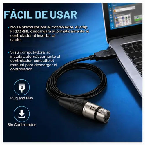 Vista 5 de Adaptador de interfaz USB a DMX LED DMX512 RS485 Convertidor Nivel de señal Computadora PC Etapa Controlador Cable (6 pies)
