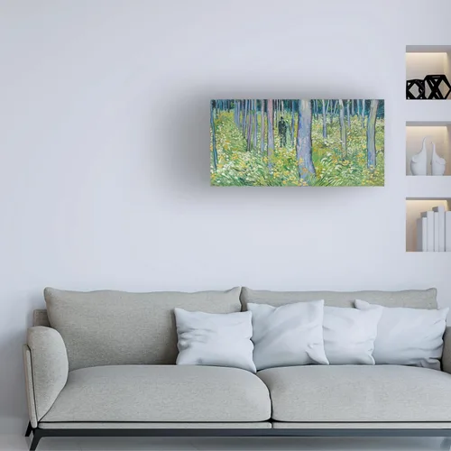 Vista 3 de Lienzo decorativo para pared, diseño de Van Gogh "Undergrowth with Two Figures", arte de pared para sala de estar, dormitorio u oficina, 10 x 19