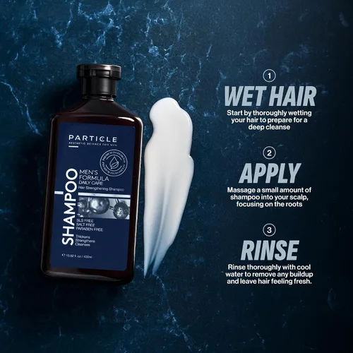 Vista 4 de Particle Champú para engrosar el cabello para hombres, champú para hombres, fórmula limpiadora hecha con biotina, capixyl, redensyl, ginseng
