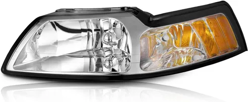 Vista 11 de WEELMOTO - Conjunto de faros delanteros automotrices para Ford Mustang 1999-2004, par de montaje de faros de repuesto con carcasa negra para Mustang