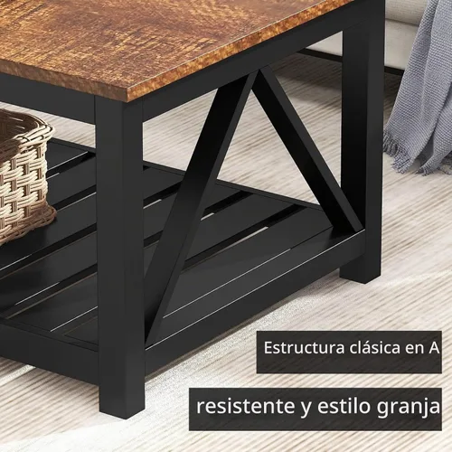 Vista 6 de ChooChoo - Mesa de centro de granja de 40 pulgadas con diseño de marco en A para sala de estar