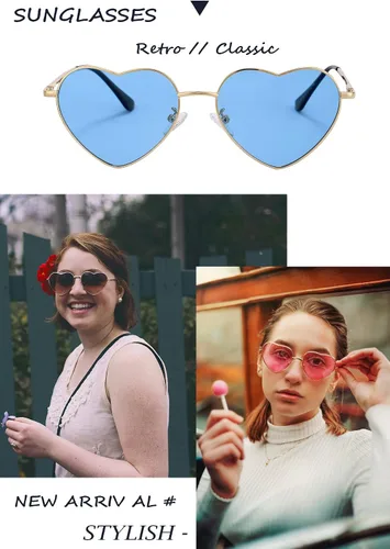 Vista 2 de Gafas de sol polarizadas con forma de corazón para mujer, con marco de metal