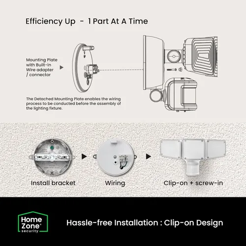 Vista 6 de Home Zone Security - Luz LED con sensor de movimiento de 3500 lúmenes, resistente a la intemperie, luz de seguridad de 5000 K con modo de atardecer