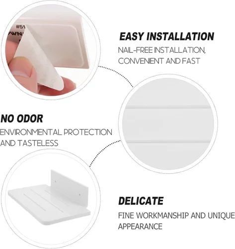 Vista 6 de HANABASS Estantes de pared flotantes de plástico, pequeño palo en la pared, estante para teléfono, soporte para toallitas, estante para baño, cocina
