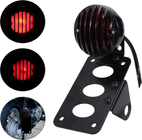 Vista 8 de Rich Choices - Luces traseras de motocicleta con soporte lateral para matrícula, luces de freno integradas, luz de stop, impermeables, de aluminio