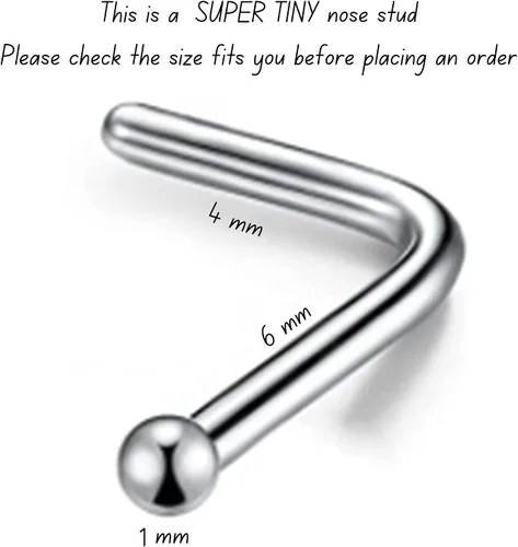 Vista 7 de 1mm Ball Nose Stud Sterling Silver Tiny Super Small Nose Piercing 0.6mm Pin Thickness Silver Dainty Nose Jewelry