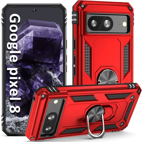 Vista 10 de ADDIT Pixel 8 - Funda para Google Pixel 8, con anillo de soporte, soporte ajustable, grado militar, protección resistente, a prueba de golpes