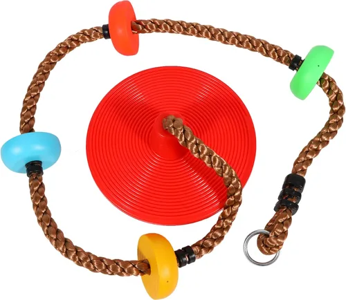 Vista 12 de REDCAMP Columpios de cuerda de escalada para árboles, asiento de columpio de disco de plástico resistente para niños y adultos con correa